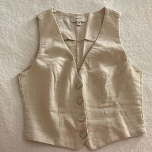 Habitual Light Tan Linen Top